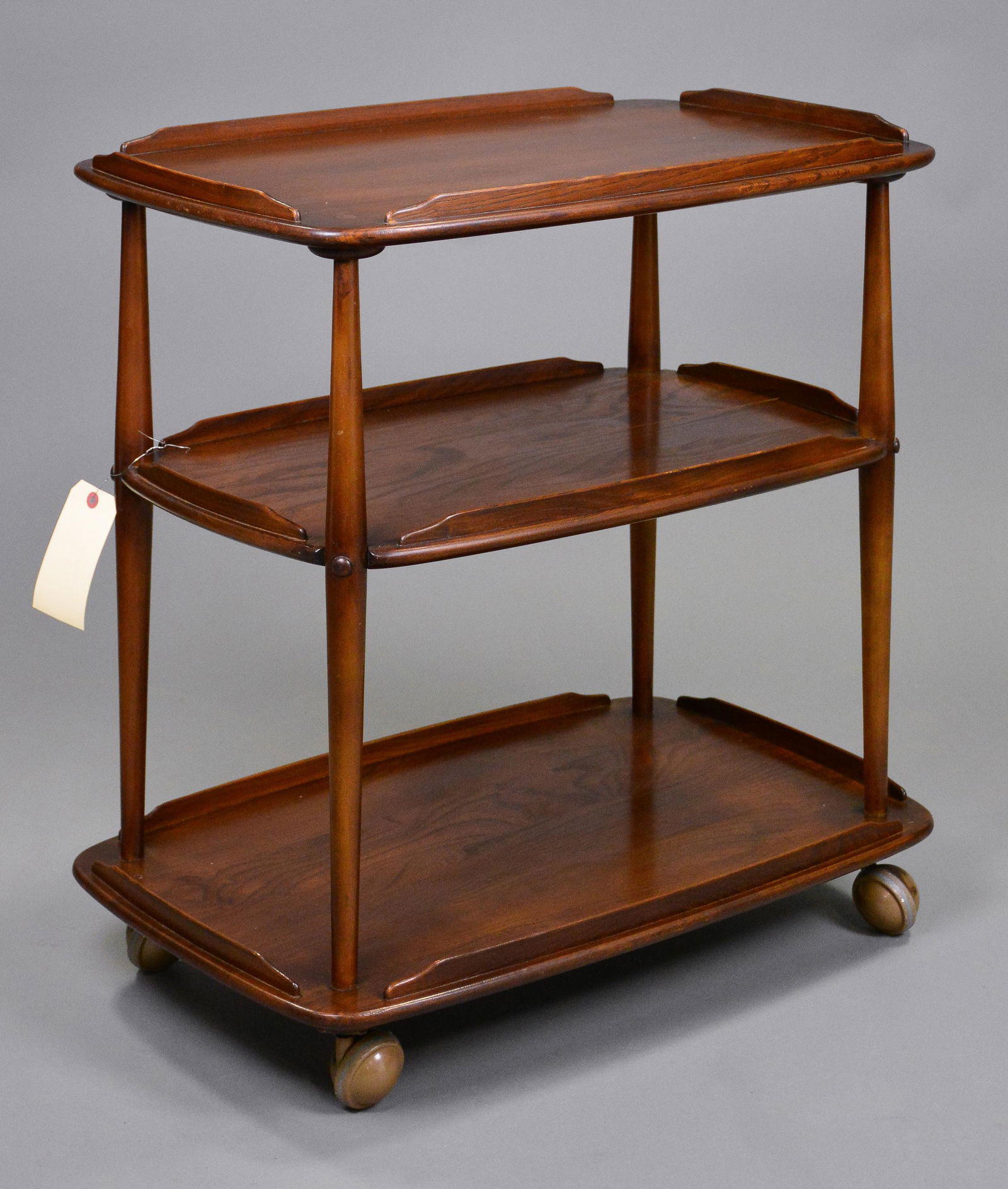Three Tier Mid Century Cocktail Cart - Ercol: Danish Modern Style Three Tier Trolley - 29 in tall x 25 x 16