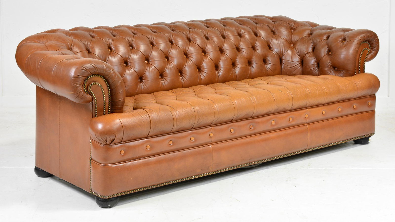 Tan Leather Chesterfield Sofa - Button Seat  #2 (1 of 4)