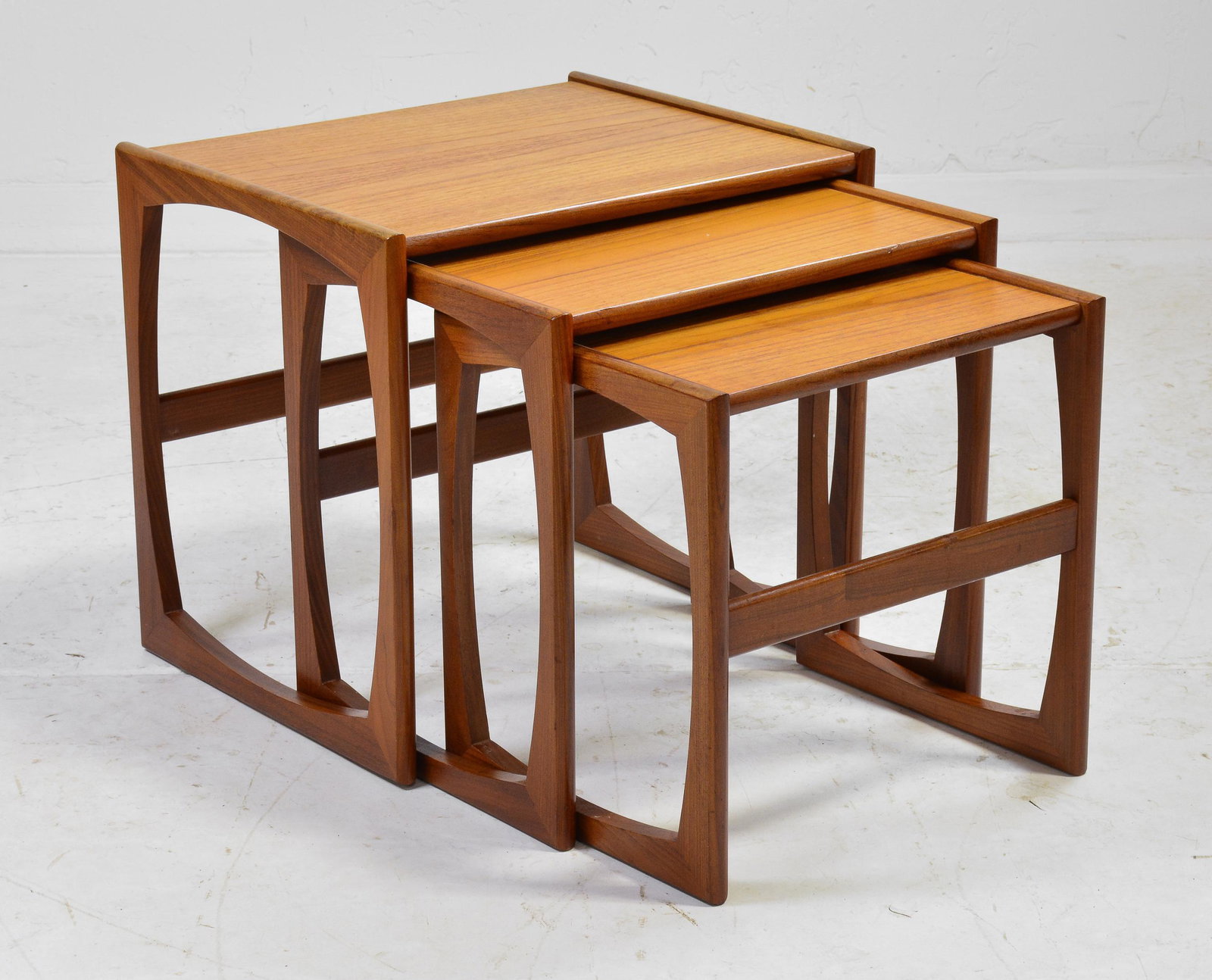 Mid Century Modern Quadrille Nesting Tables #1: Danish Modern Teak Quadrille Nest of 3 Tables - 20 in tall x 22 x 18