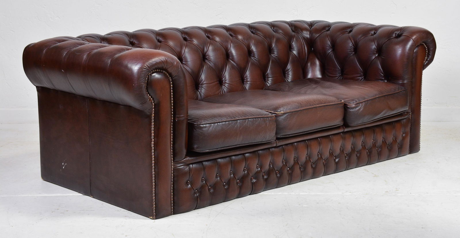 British Brown Leather Chesterfield Sofa #1 (1 of 6)
