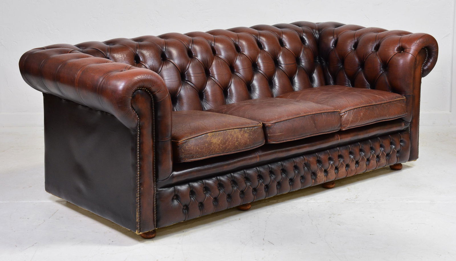 British Brown Leather Chesterfield Sofa #3 (1 of 6)