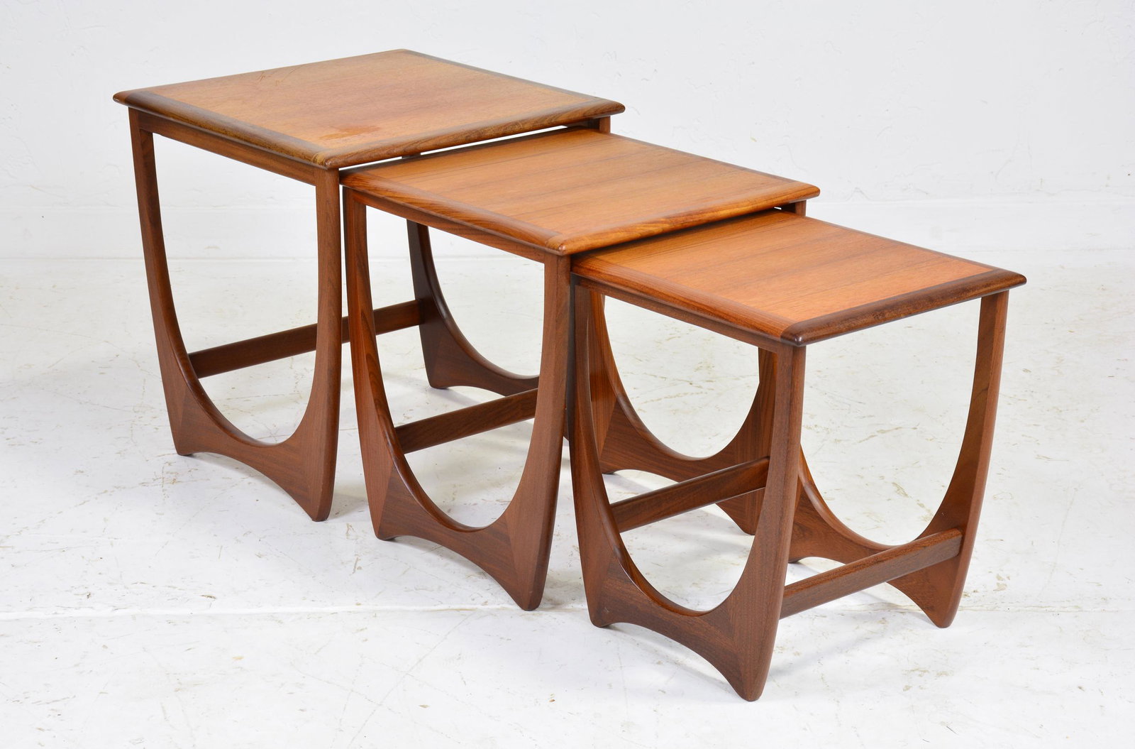 Mid Century Modern Astro Nest By G-Plan: This Danish Modern Style Teak nest is British and made by Mid Century Modern Furniture Maker G Plan ( Gplan ) - 21 tall x 20 wide x 20 deep
