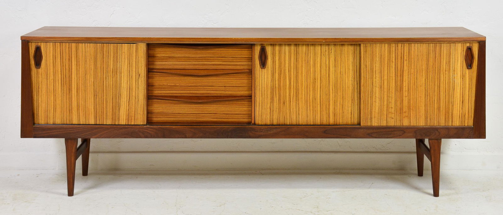 Mid Century Striped Wood Sideboard (1 of 7)