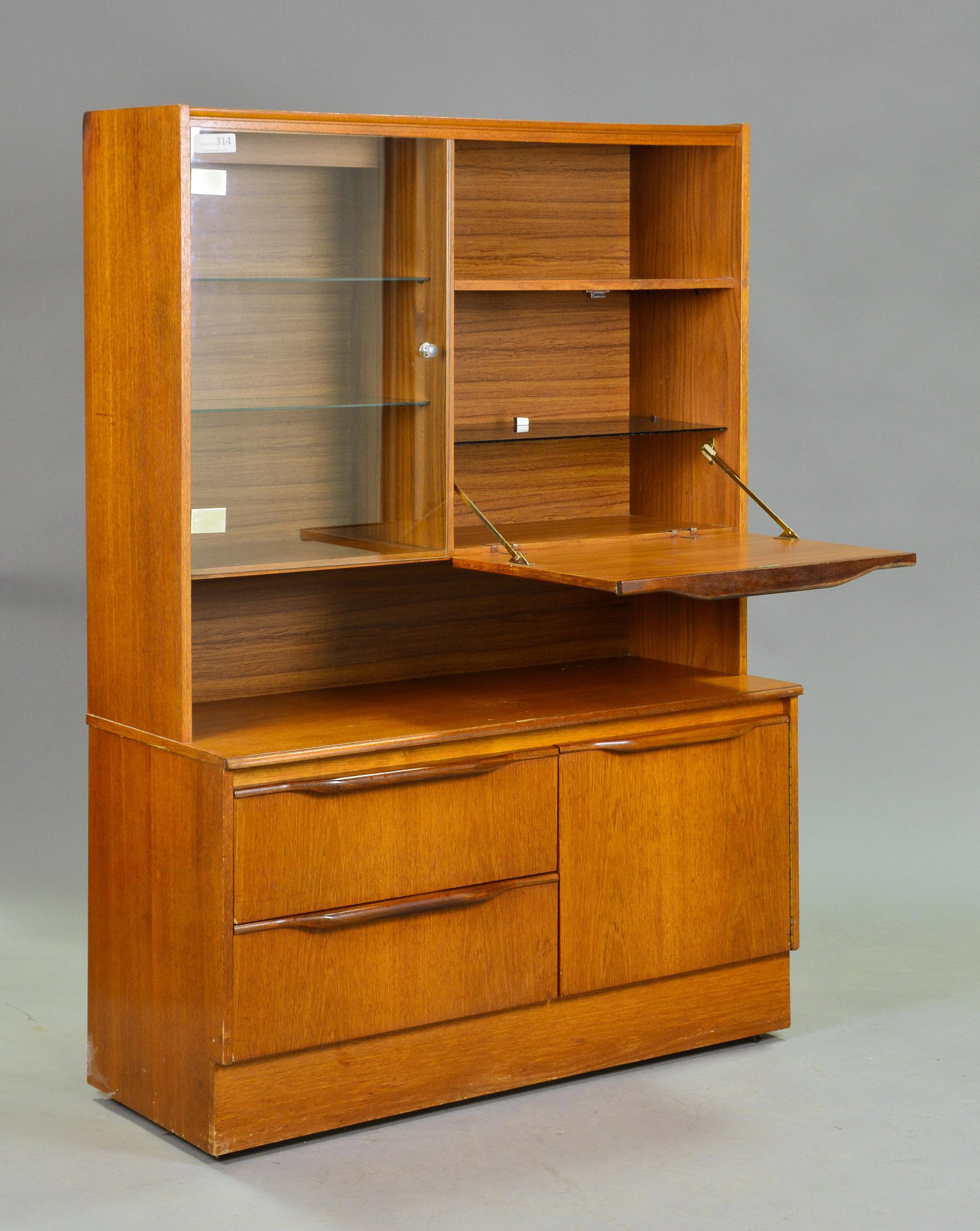 Mid Century Modern Cocktail Cabinet: Danish Modern Style Bookcase / Cocktail Cabinet - 58 in tall x 42 x 17