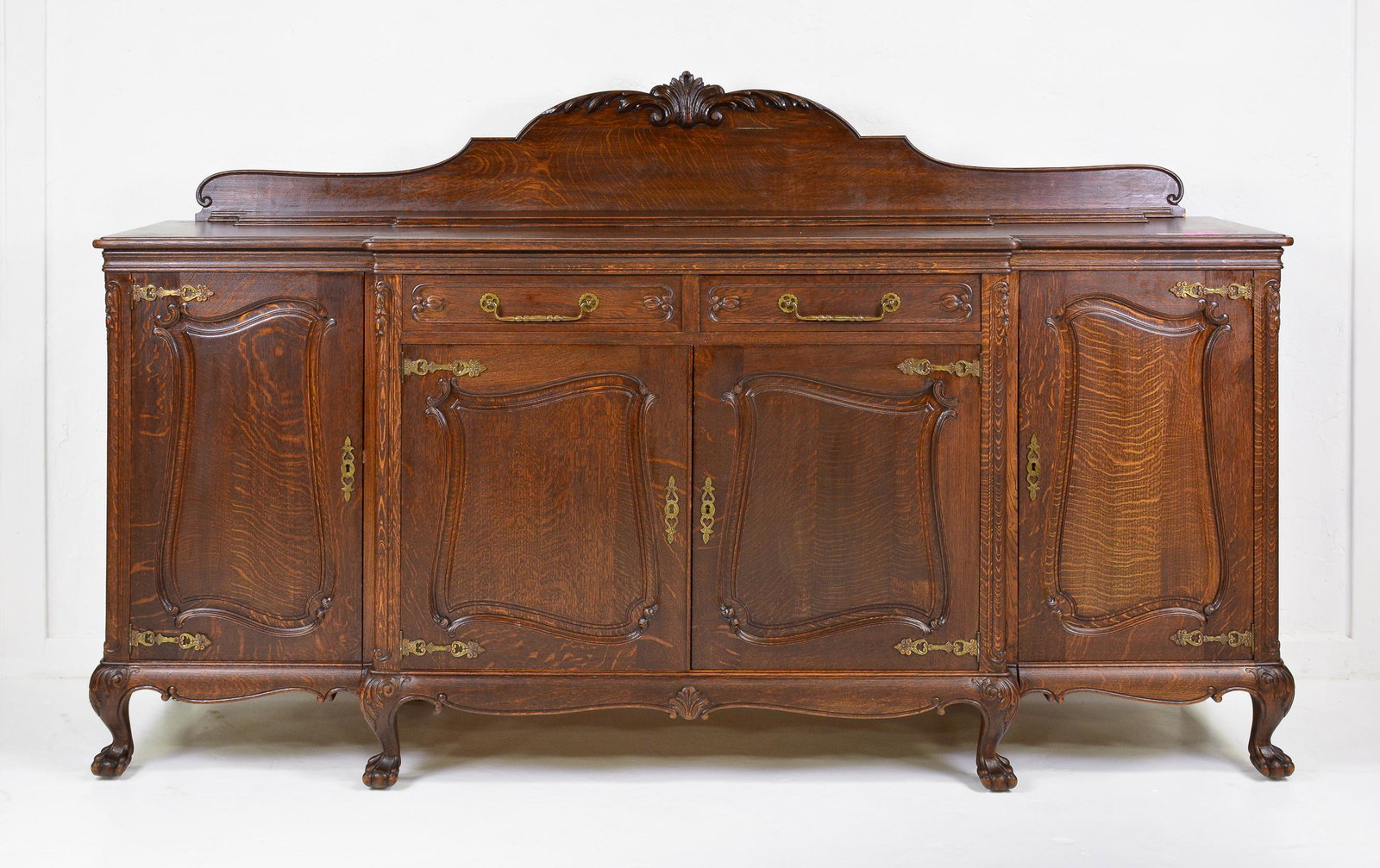 French Dark Oak Claw Foot Server / Sideboard (1 of 9)