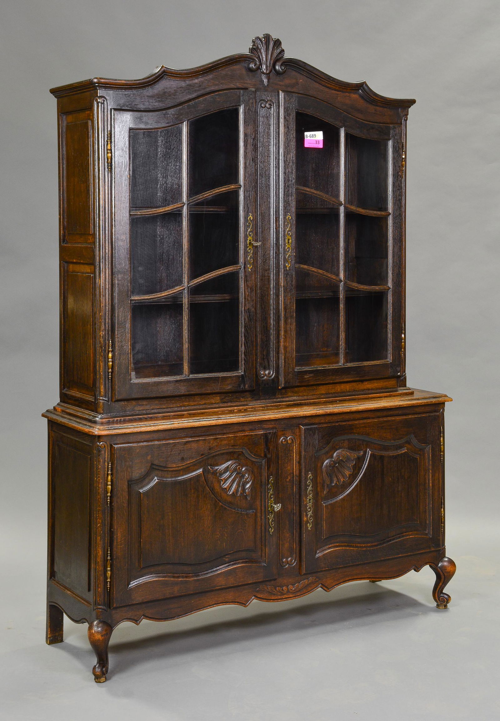 Country French Dark Oak Bookcase / Showcase (1 of 5)