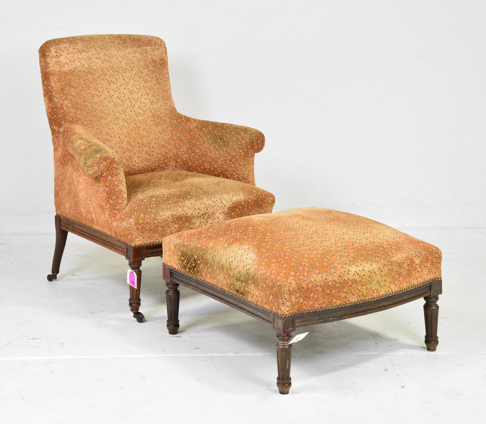Louis XVI Style Arm Chair & Ottoman (1 of 4)