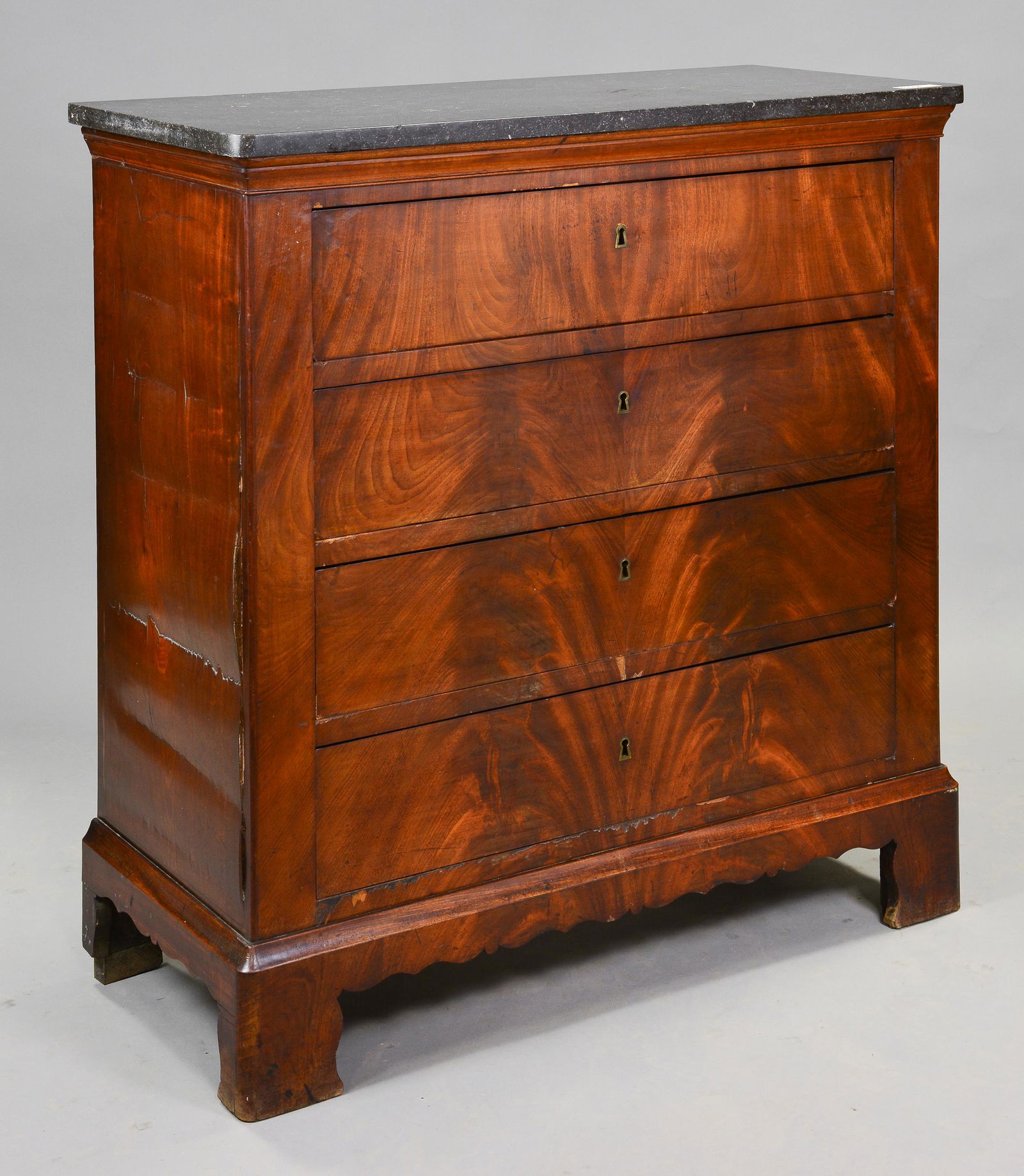Large Louis Philippe Style Marble Top Chest (1 of 6)