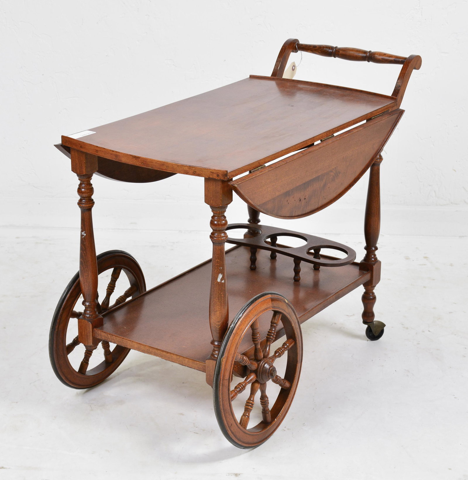Rustic French Drop Leaf Drinks Trolley: Rustic French Cocktail Cart - 27 in tall x 35 x 18