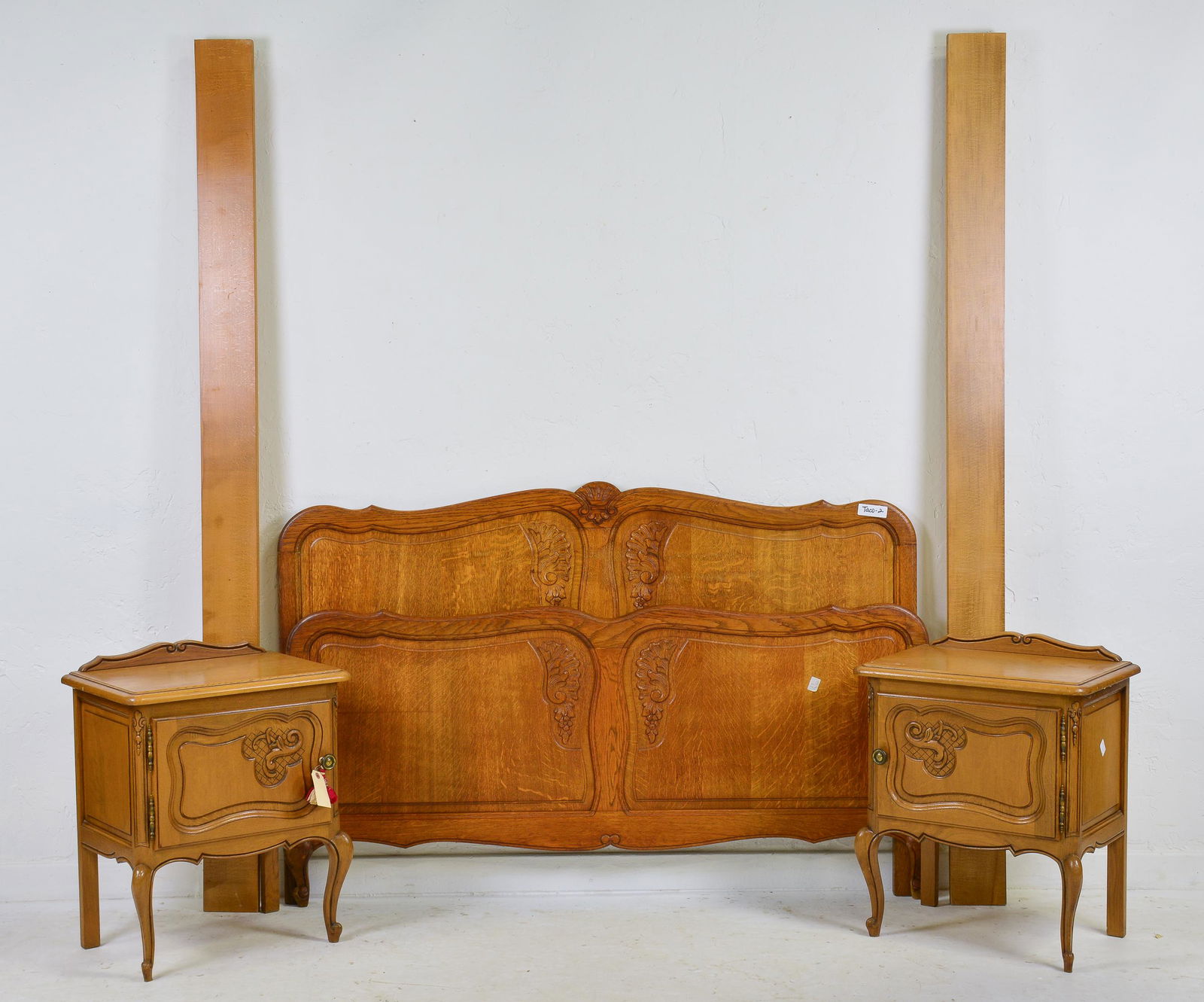 Country French Bed With Rails & 2 Nightstands (1 of 5)