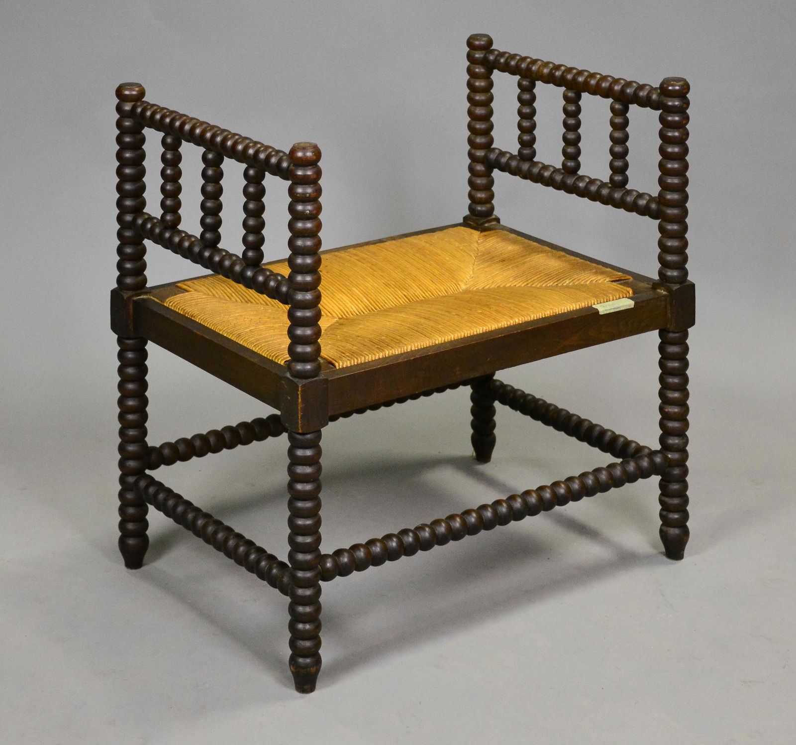 French Bobbin Rush Seat Stool (1 of 3)