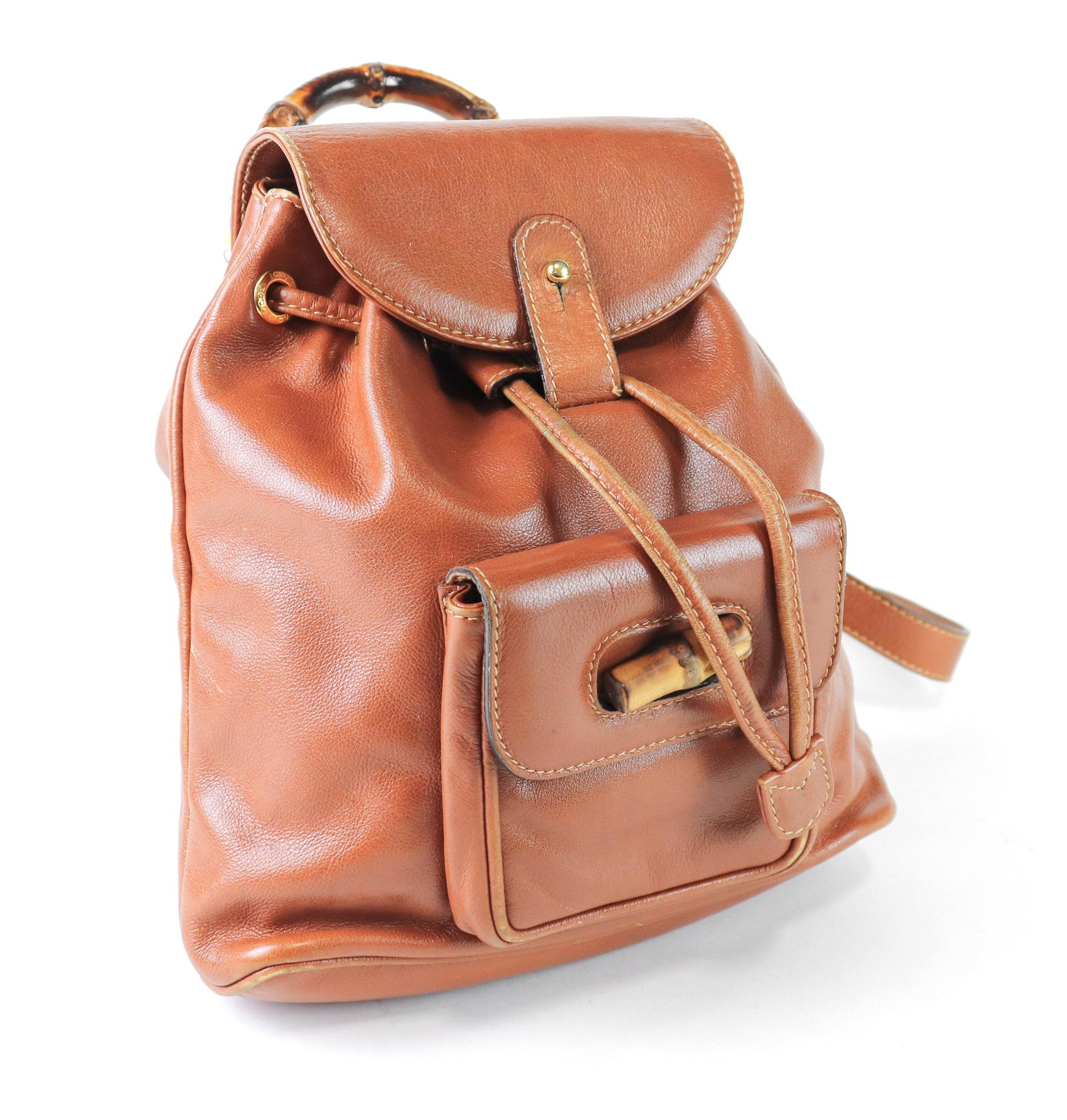 Gucci Bamboo Backpack PM  Bamboo Handle Grained Leather (1 of 4)