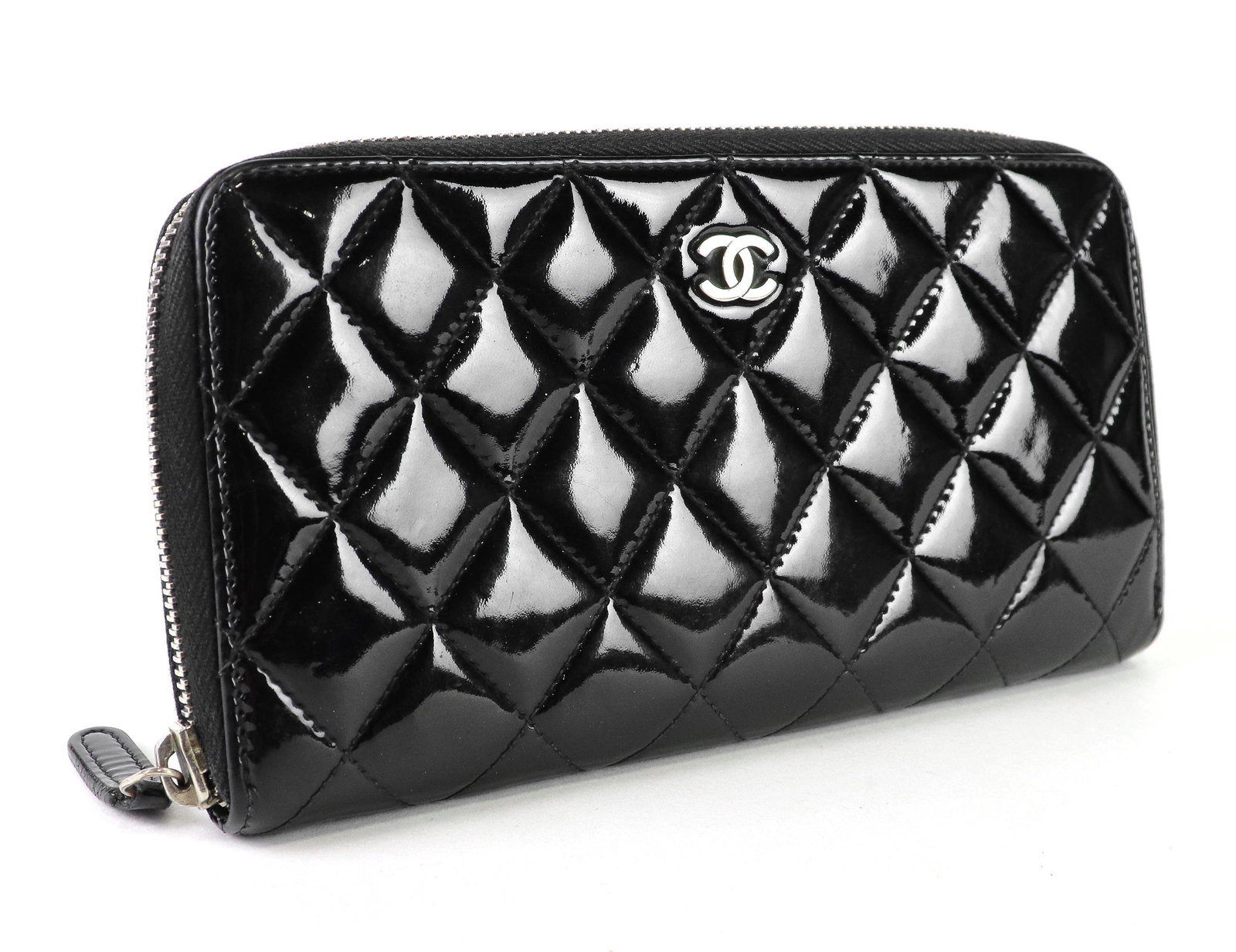 Chanel CC Zip Around Wallet in Quilted Patent Leather (1 of 4)