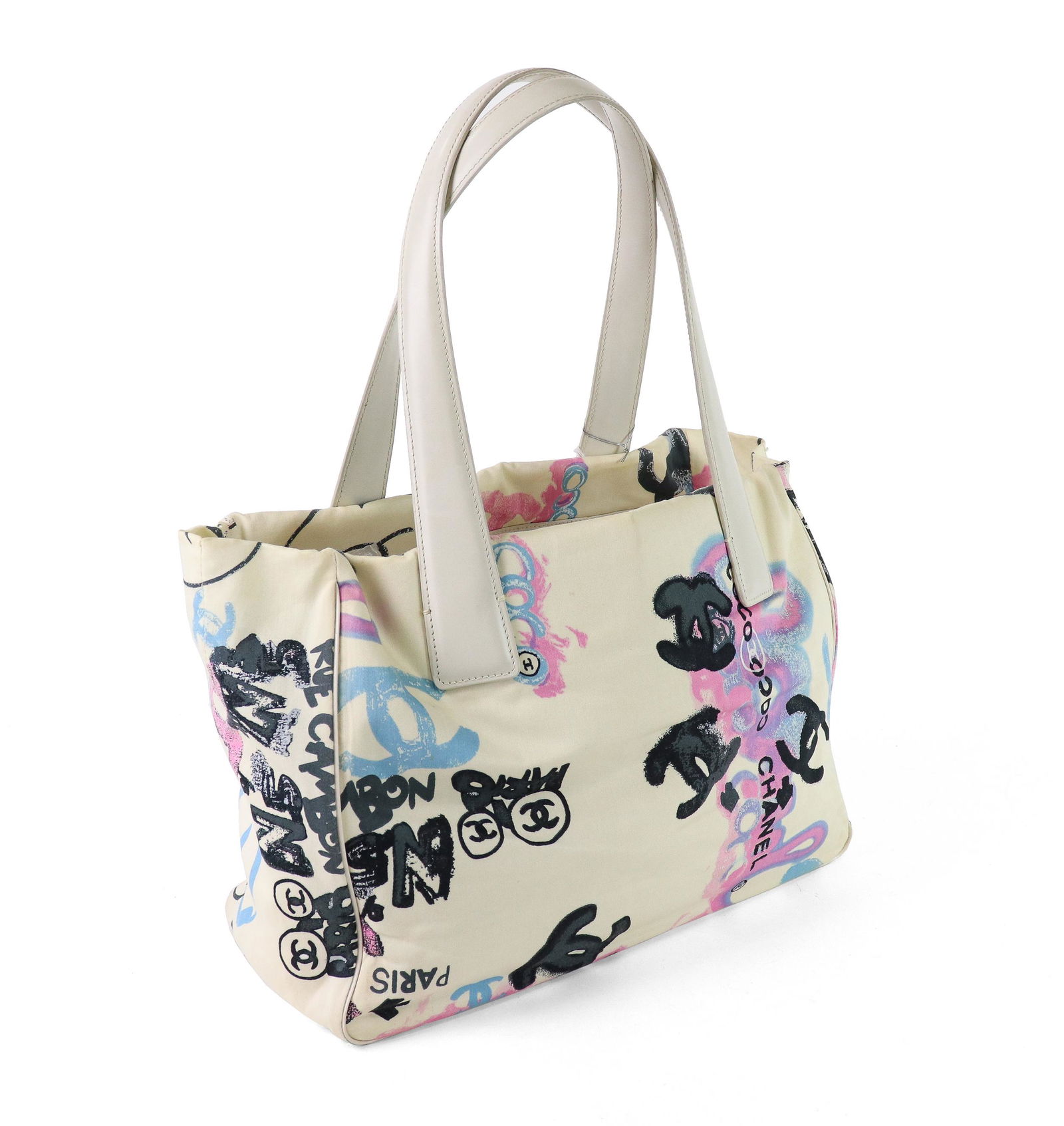 Chanel Coco Tote  in White Leather Coco Imprint Canvas (1 of 6)