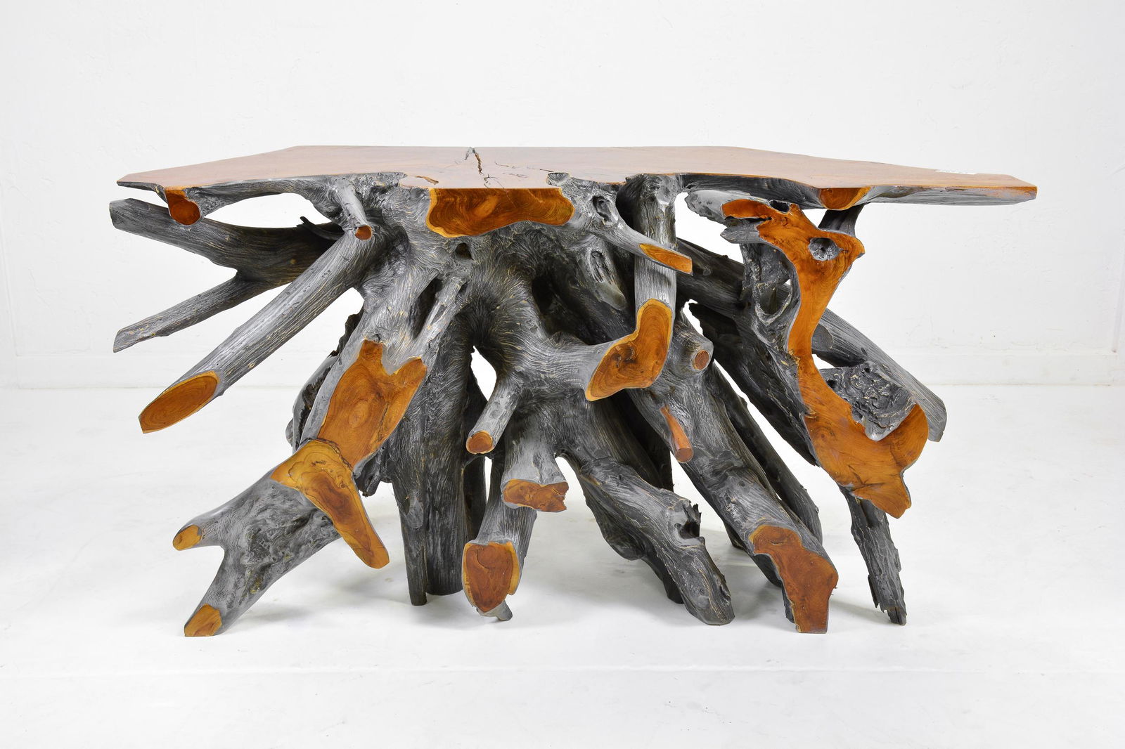 Teak Root Console Table With Grey Patina (1 of 4)