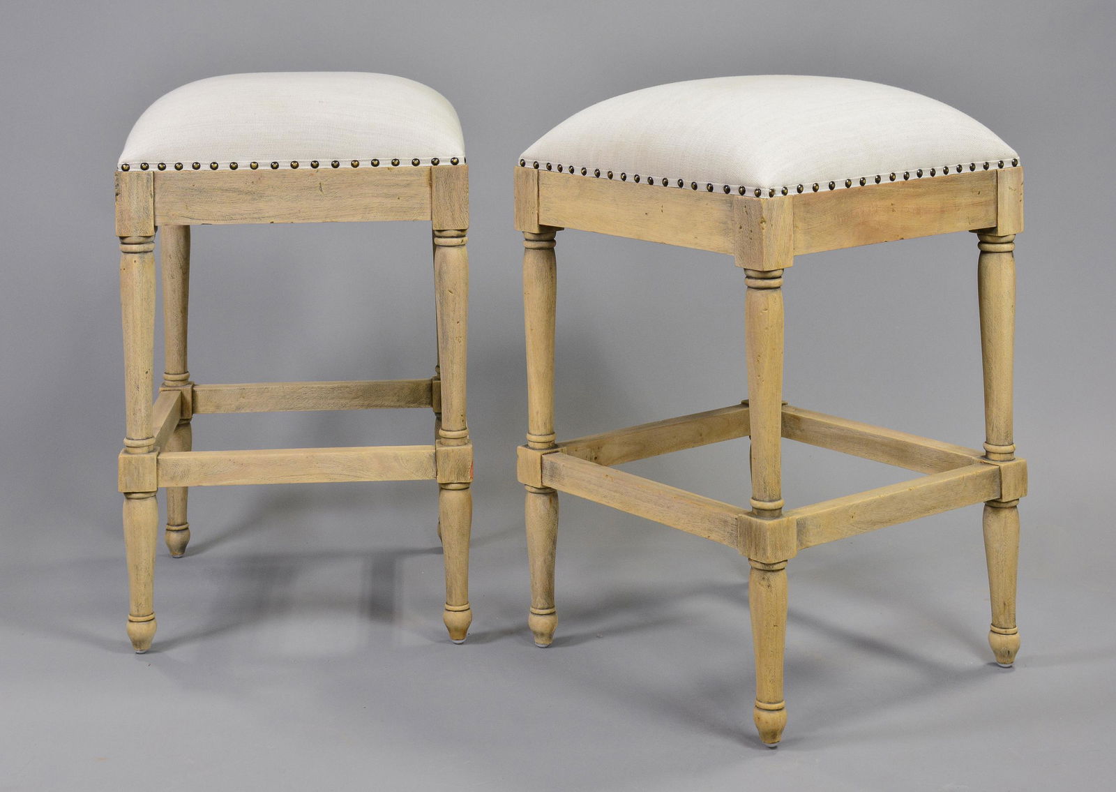 Pair Small Upholstered Counter Stools (1 of 4)