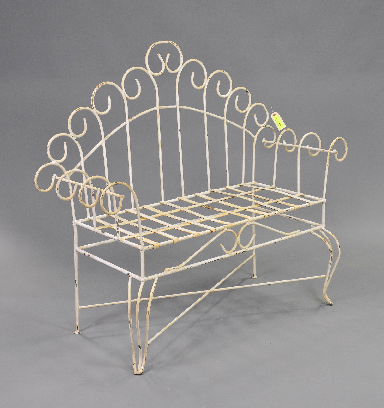 White Metal Garden / Patio Bench (1 of 3)