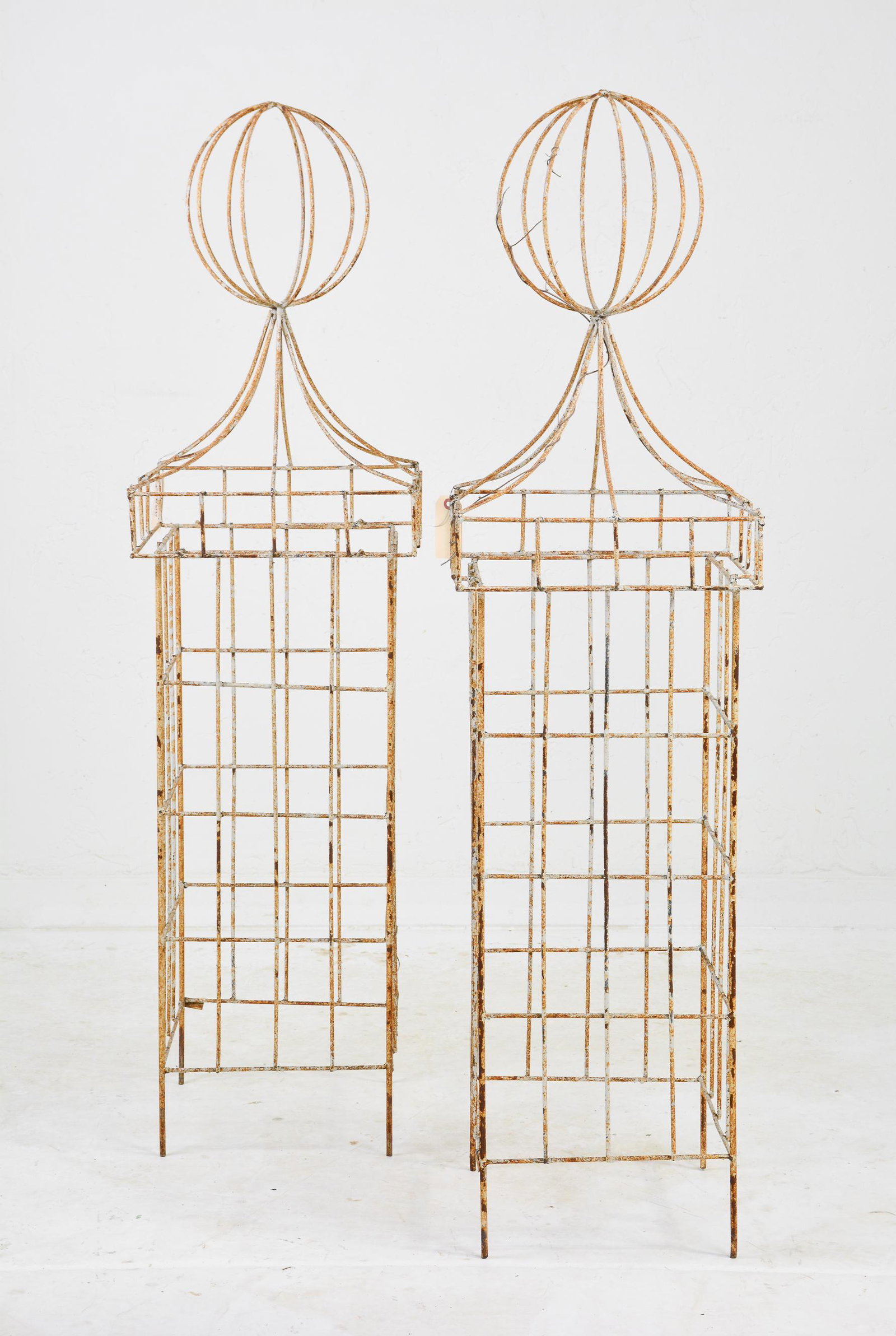 Pair of White Metal Topiaries with Round Tops (1 of 3)