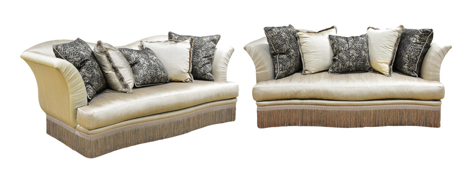 Matched Pair of Raw Silk Sofas (1 of 10)