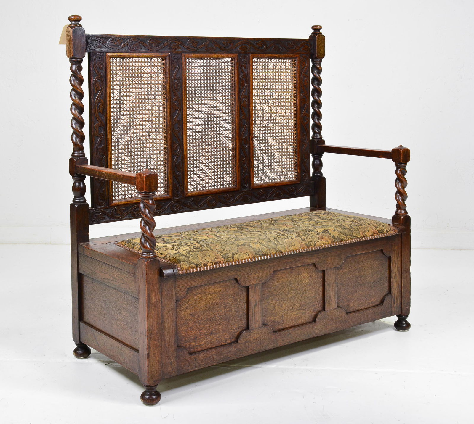 British Caned Back Barley Twist Hall Bench (1 of 5)