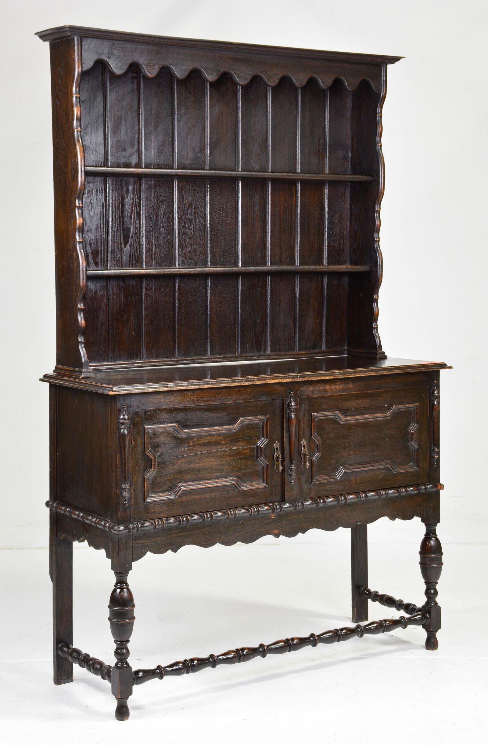 British Dark Oak Jacobean Plate Rack Dresser (1 of 5)