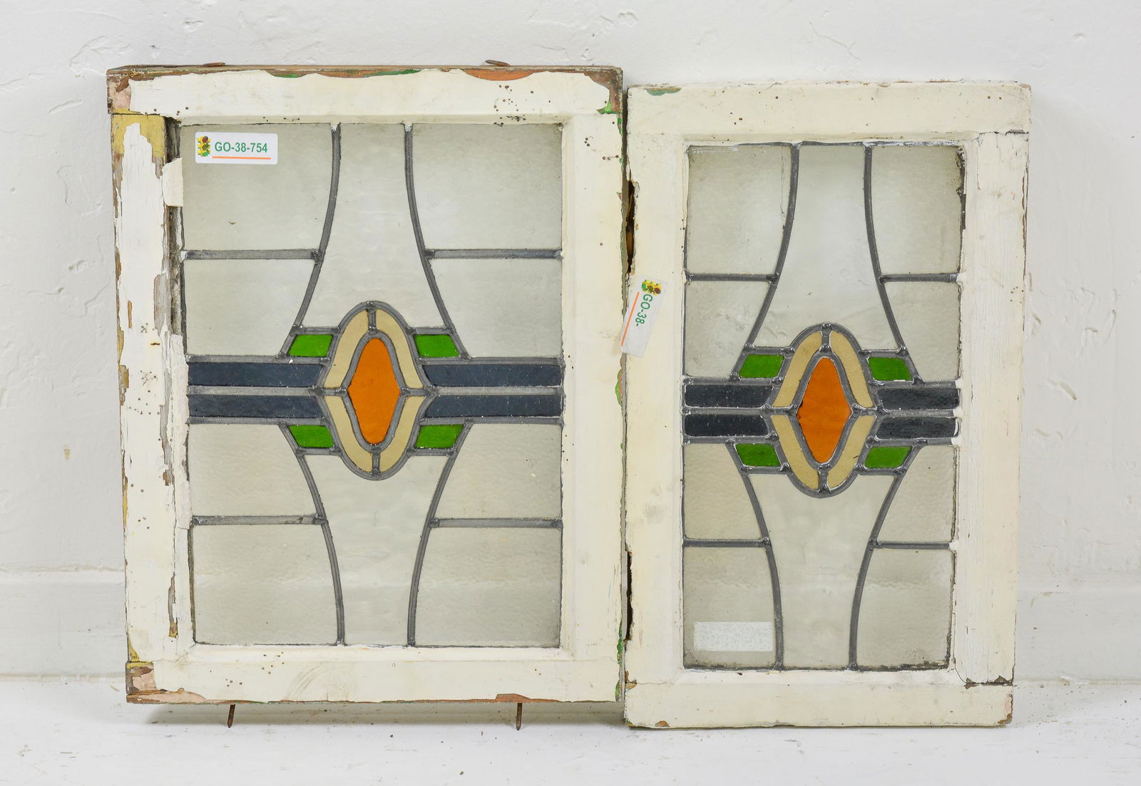 Pair Small British Stained Glass Windows (1 of 2)