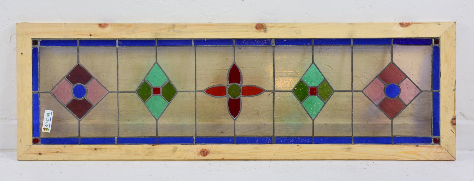 Long British Stained Glass Window - Blue Border (1 of 3)