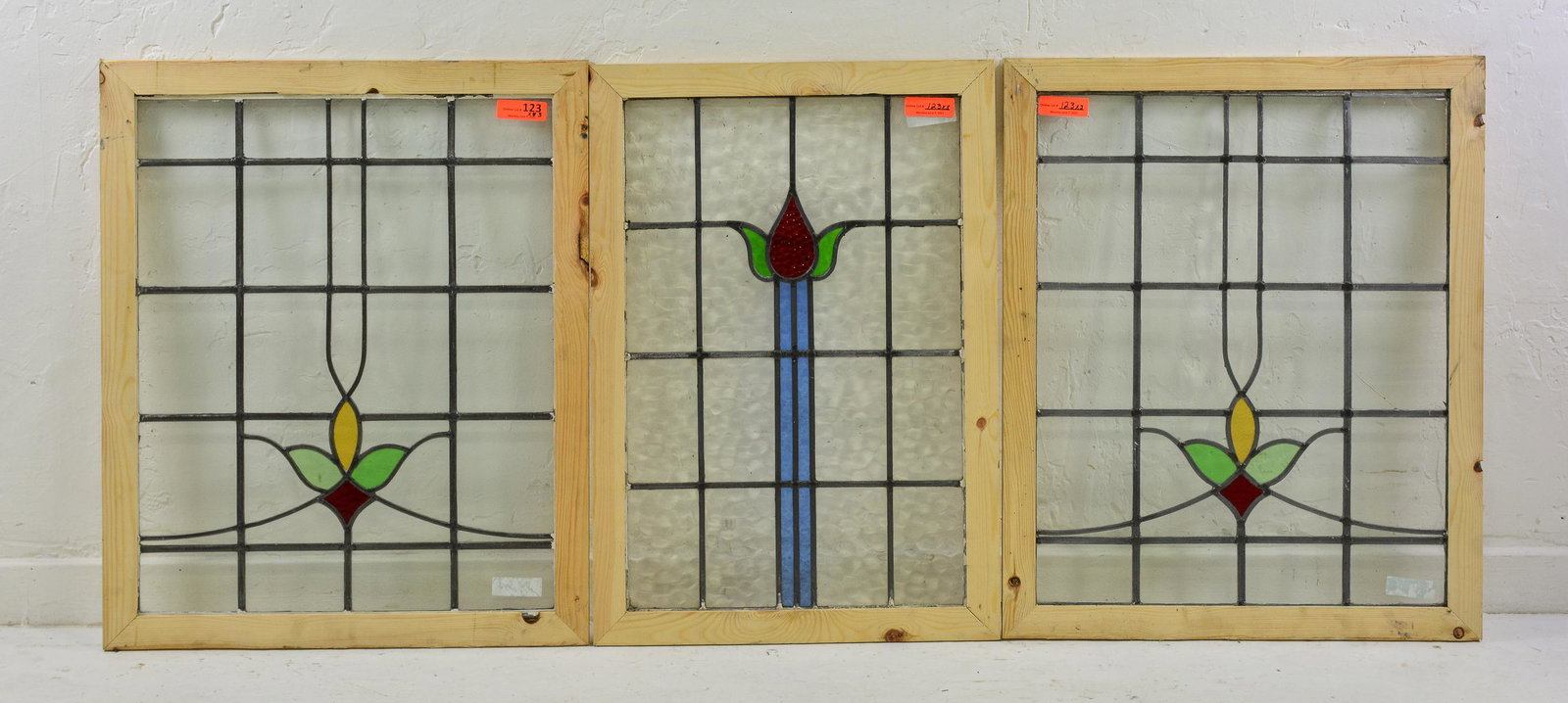 3 British Stained Glass Windows - Floral (1 of 3)