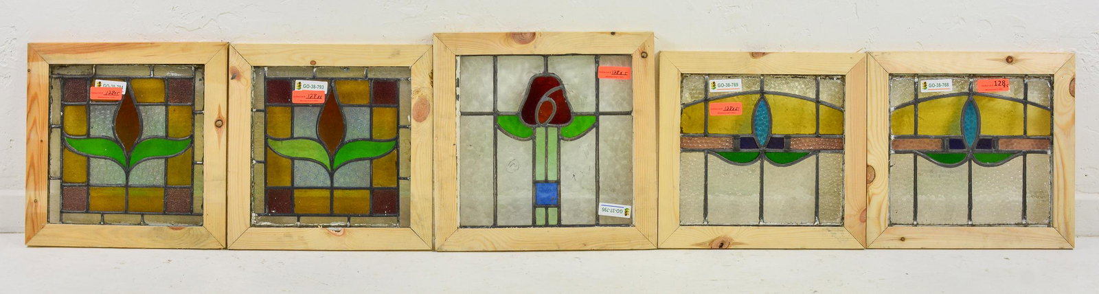 5 British Stained Glass Windows - Floral (1 of 3)