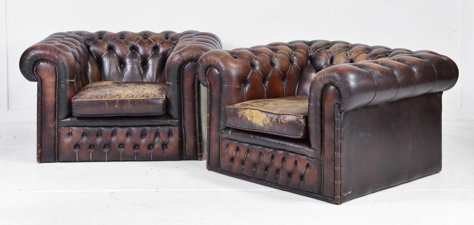 2 Brown British Chesterfield Club Chairs (1 of 4)