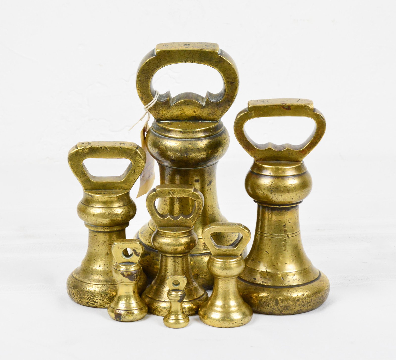 Set Of 7 Large Brass Bell Weights (1 of 4)