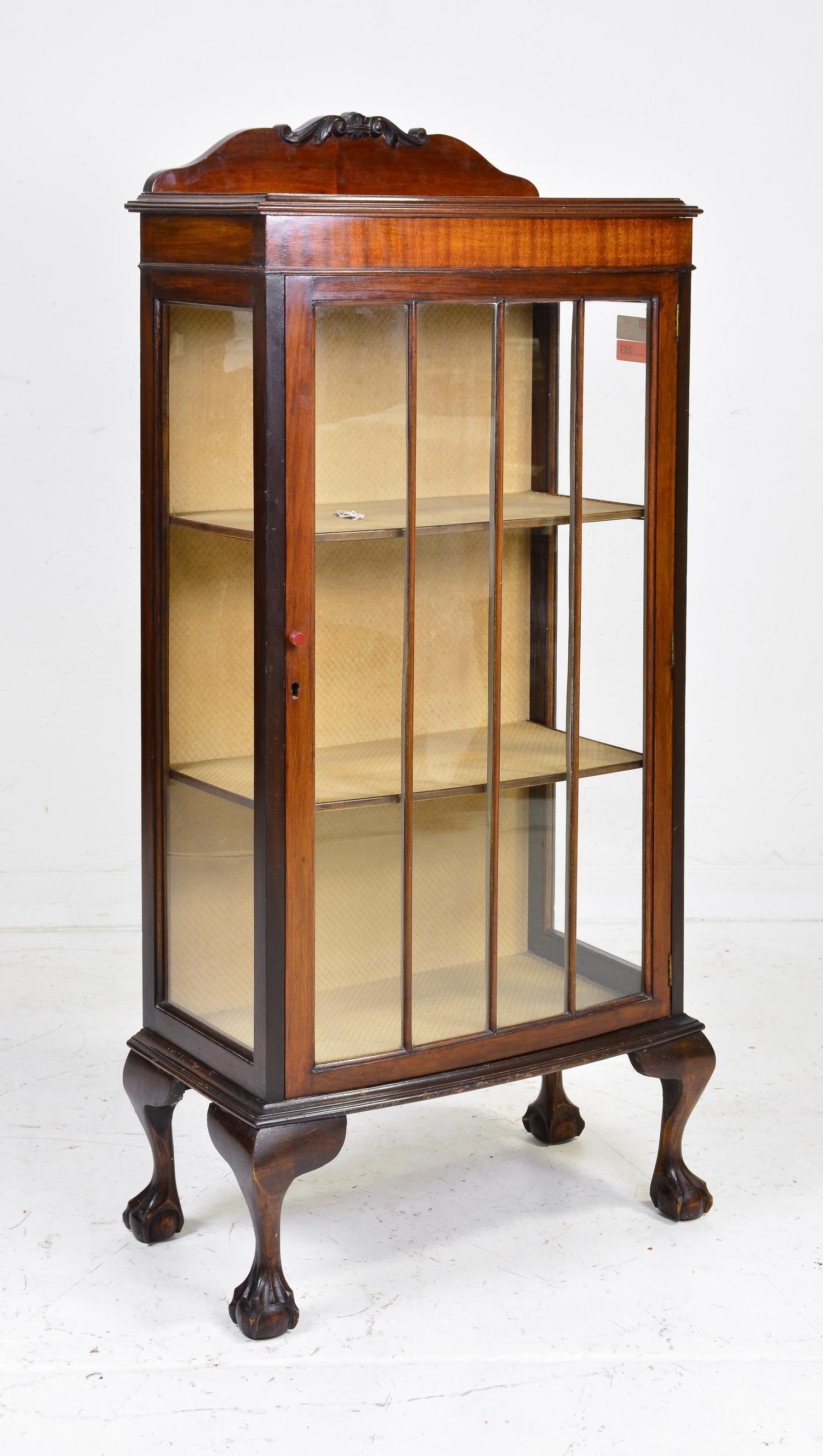 British Mahogany Ball & Claw Display / Curio Cabinet (1 of 3)
