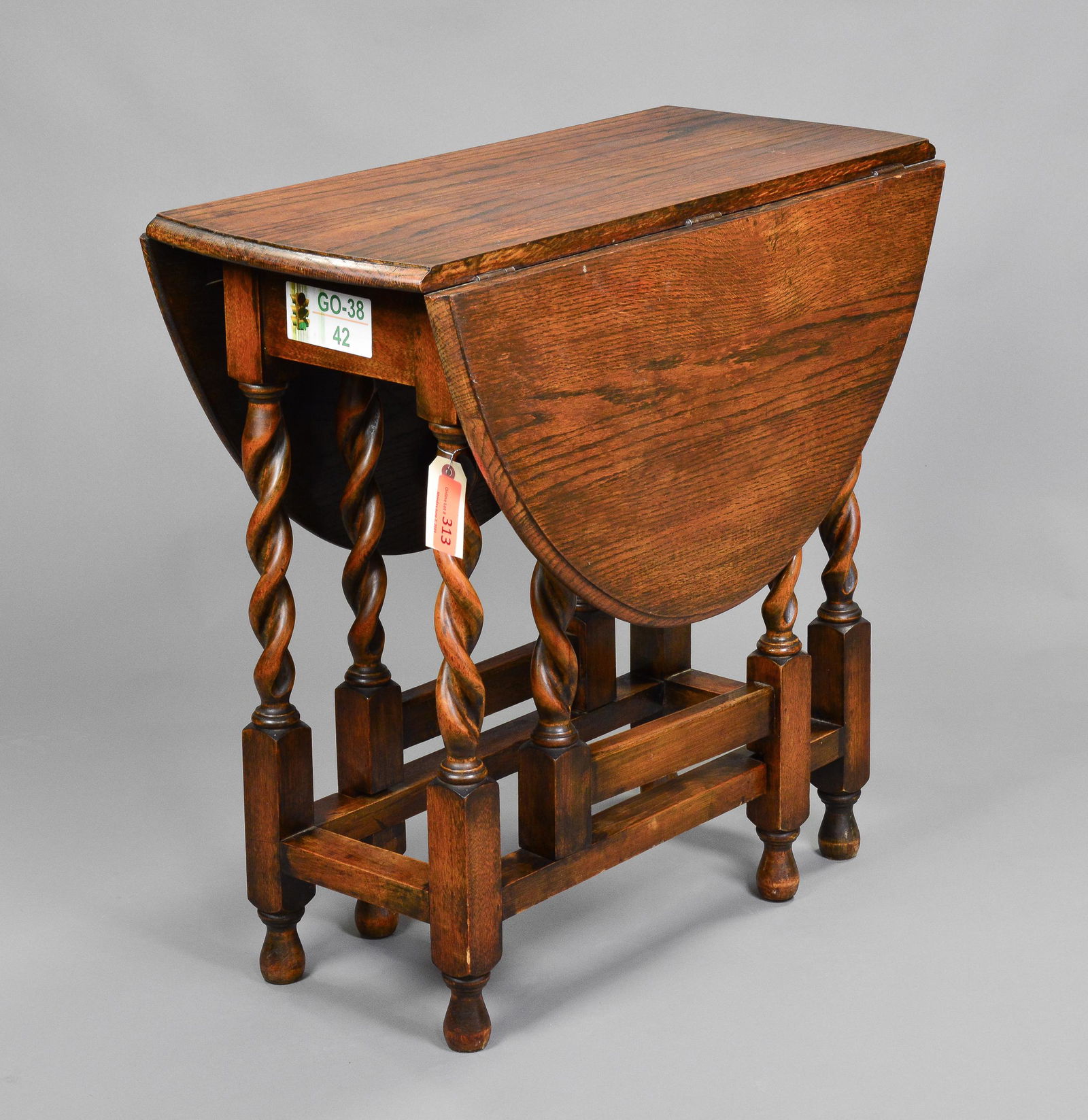 British Oak Barley Twist Drop Leaf Table (1 of 3)