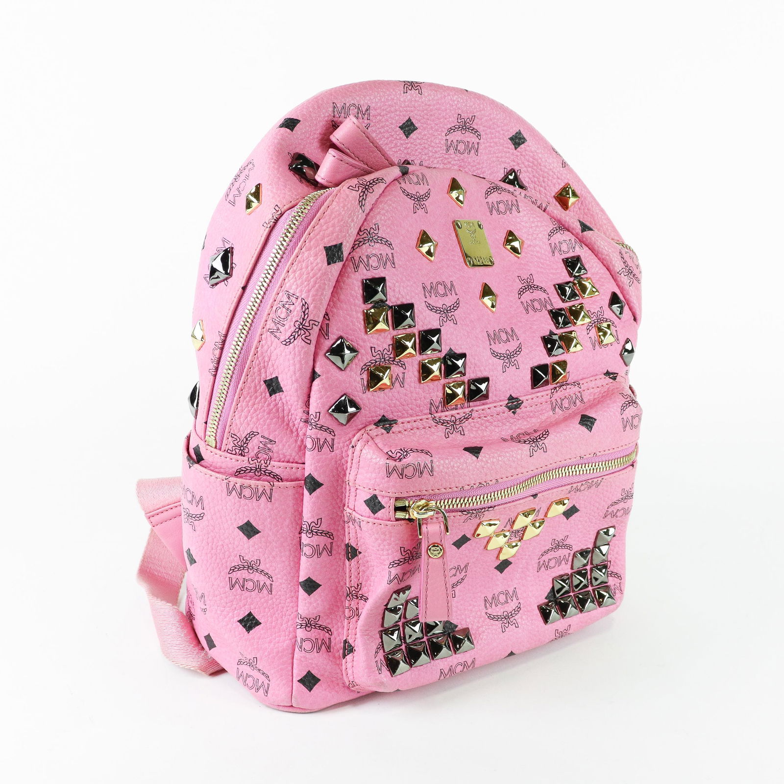 MCM Stark Front Studded Backpack PM in Visetos  Canvas (1 of 9)