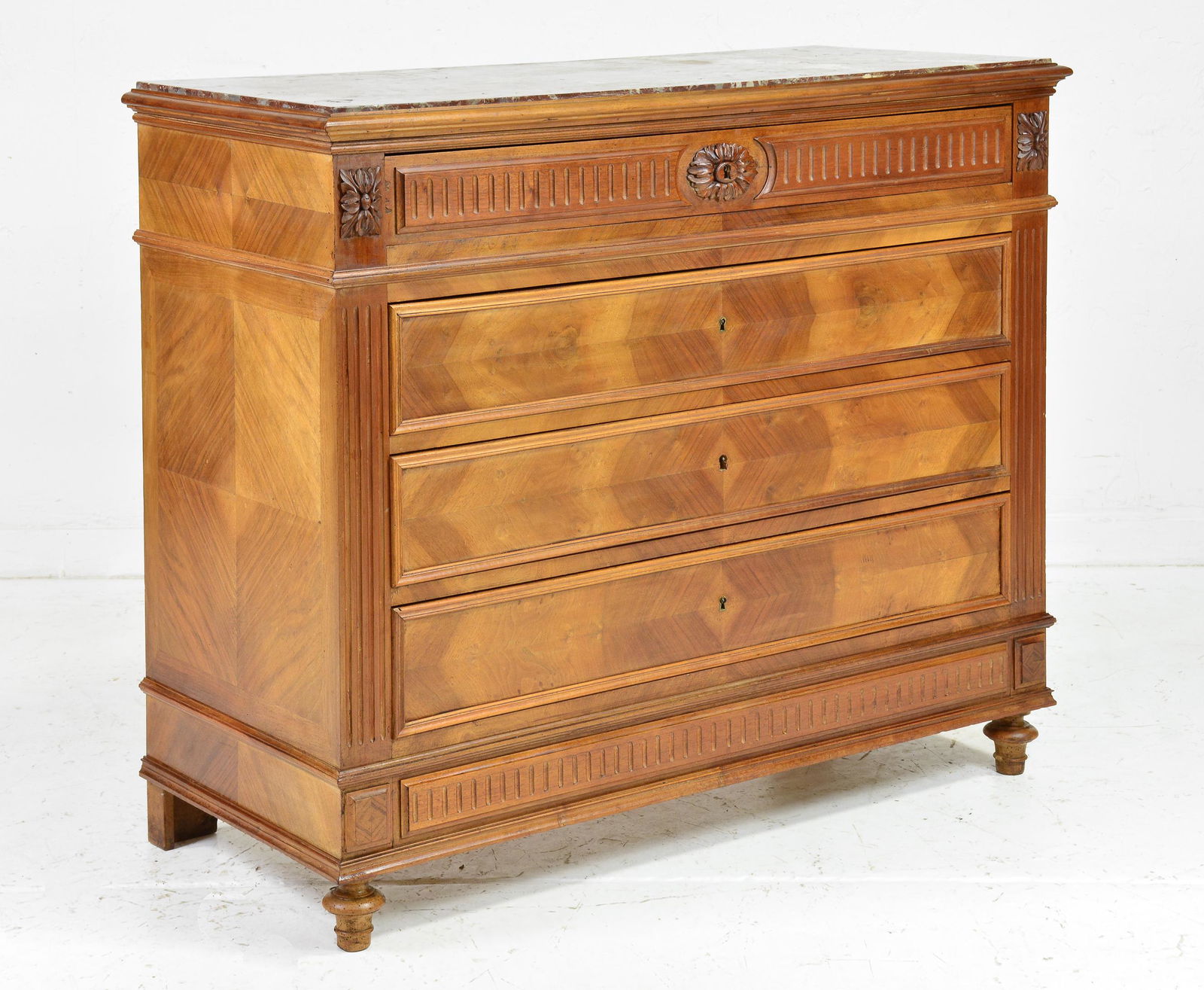 Louis XVI Style Marble Top 4 Drawer Chest (1 of 4)
