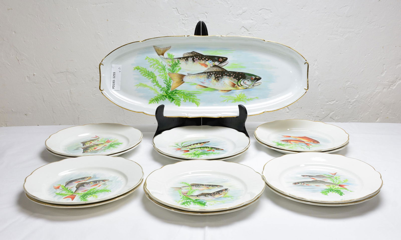 13pc French Fish Plates - Platter & 12 Plates #1 (1 of 8)