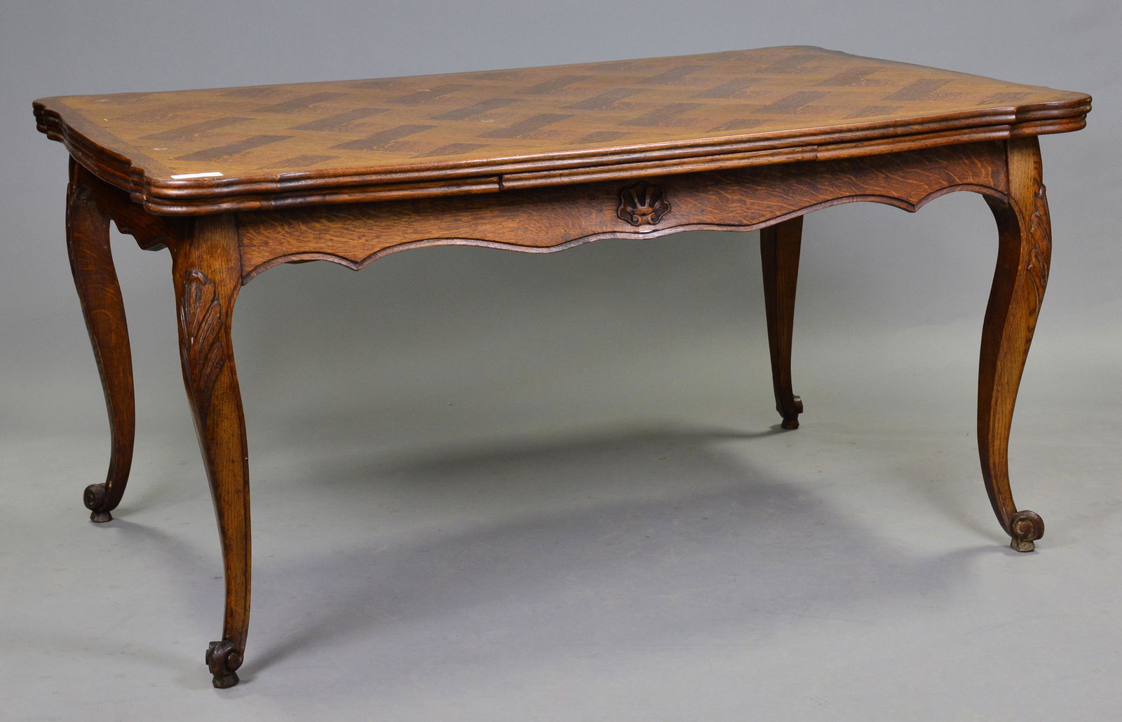 Louis XV Style Parquet Top Draw Leaf Table (1 of 5)