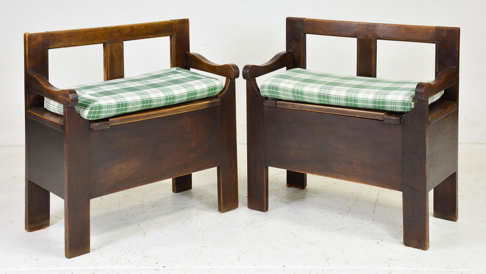 Pair French Walnut Lift Seat Hall Benches (1 of 4)