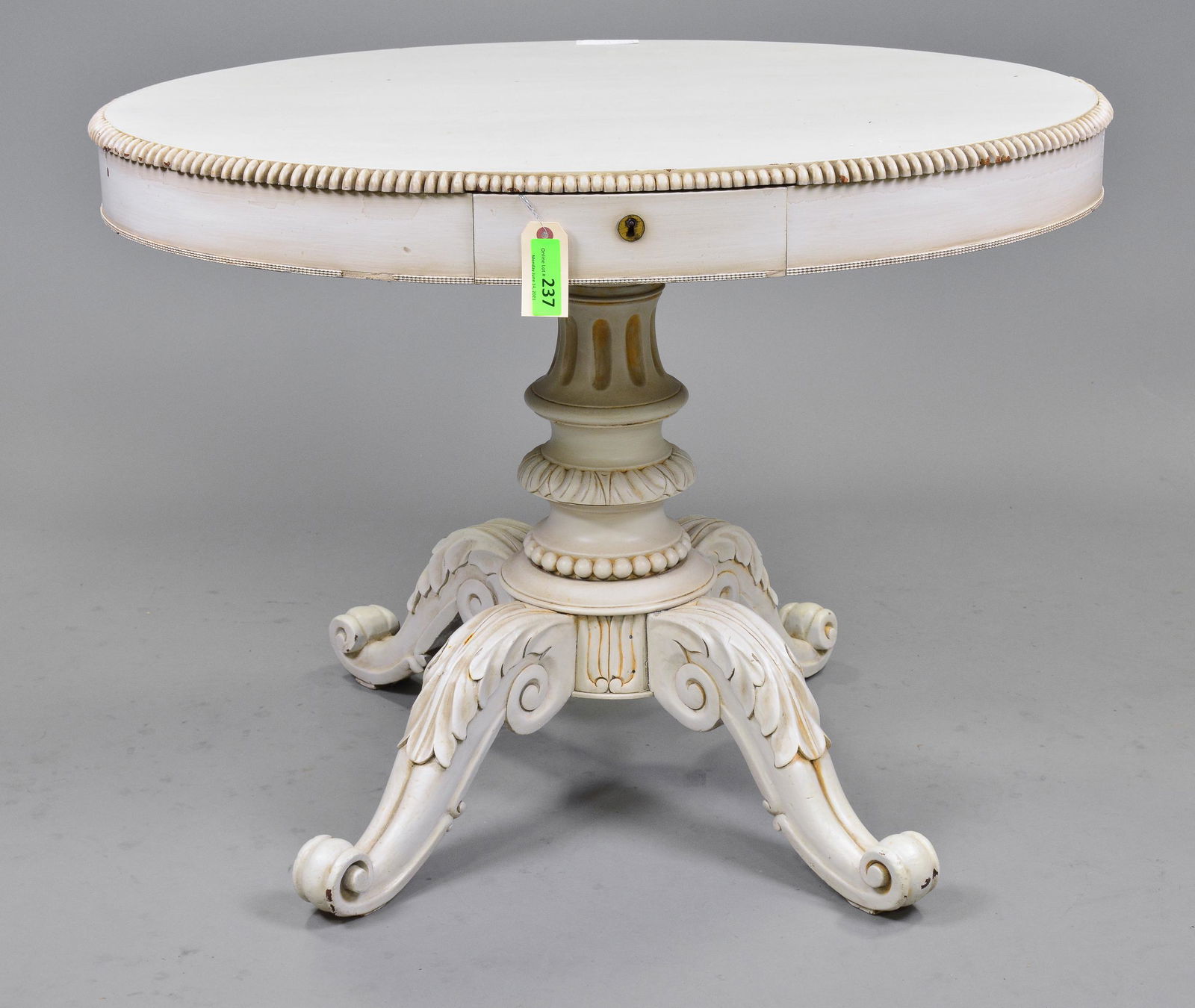 Painted Oval Pedestal Base Table (1 of 4)