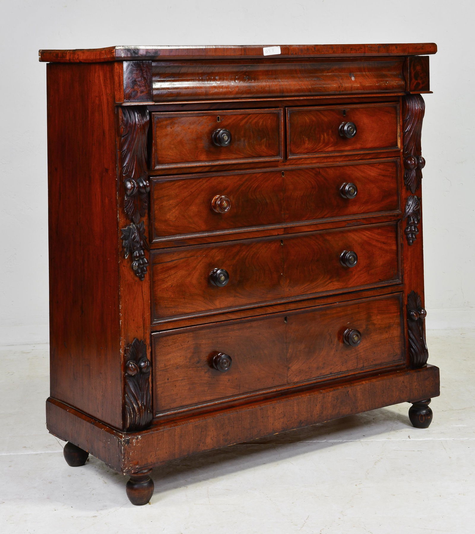Large English 6 Drawer Mahogany Chest (1 of 6)