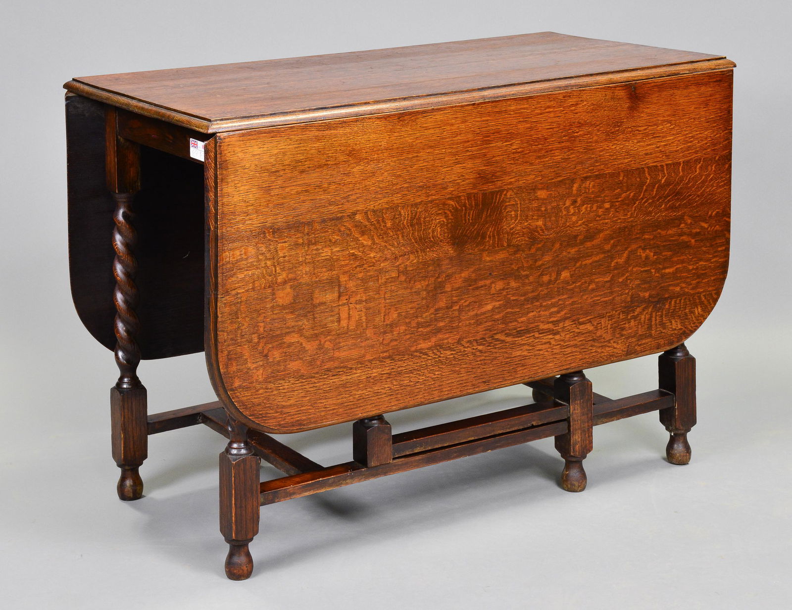 Large British Oak Barley Twist Drop Leaf Table (1 of 3)