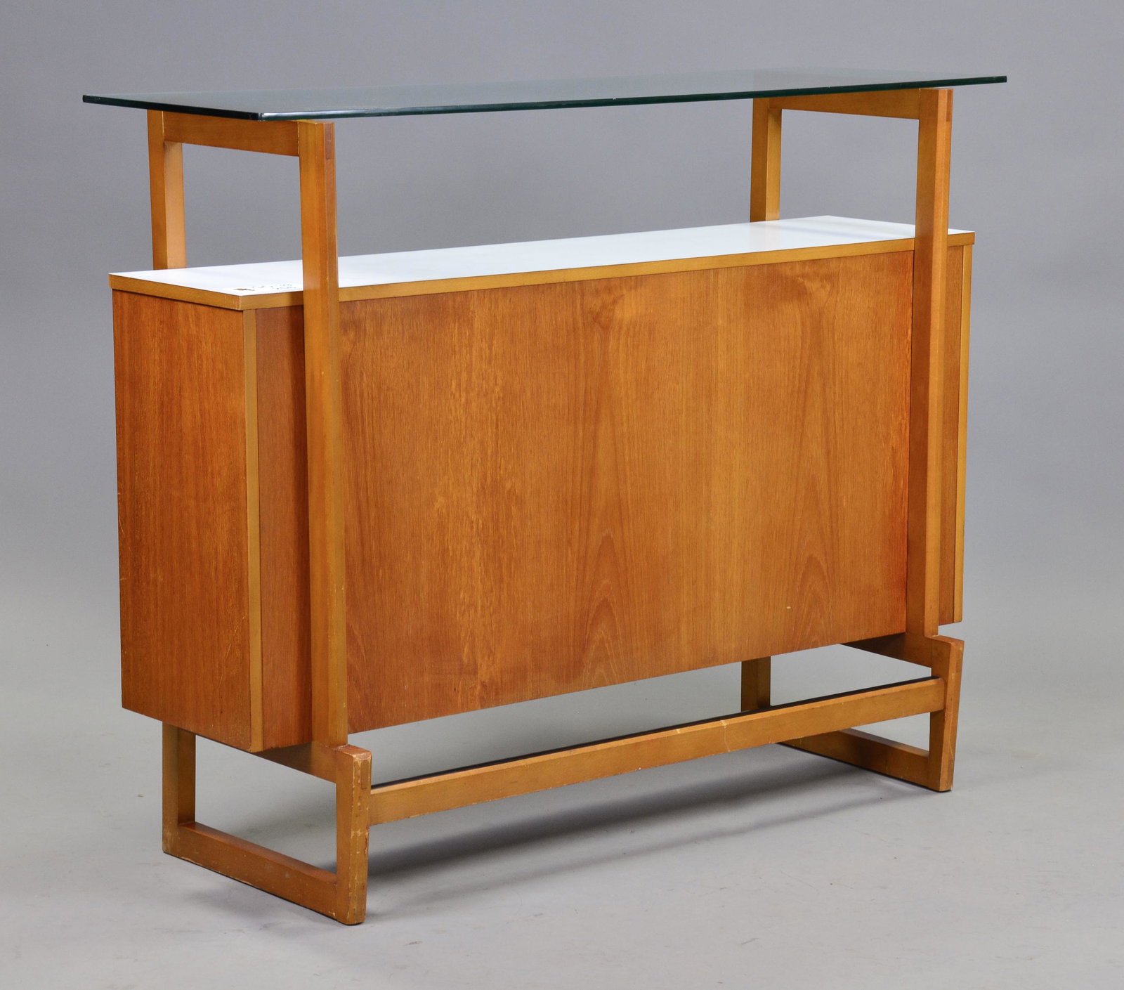 Mid Century Modern Cocktail Bar with Glass Top (1 of 4)