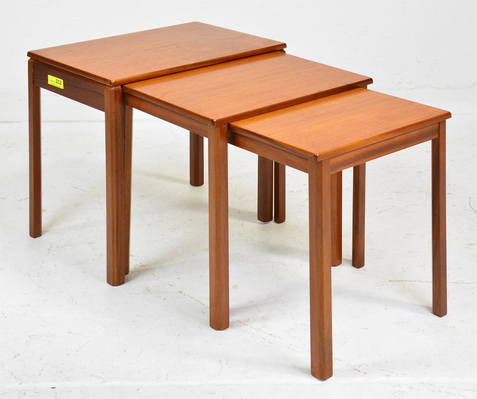 Mid Century Modern Nest of 3 Tables: Danish Modern Style Nest of 3 Tables - 22 in tall x 21 x 15