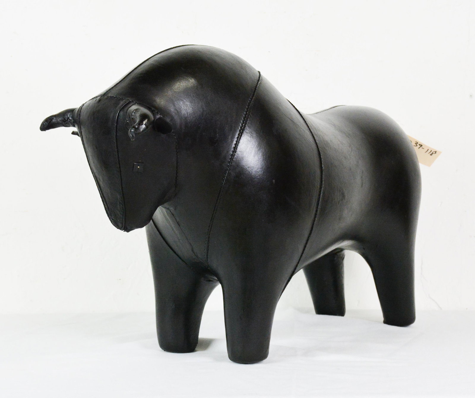 Black Leather Bull Foot Stool In The Manner Of Omersa (1 of 2)