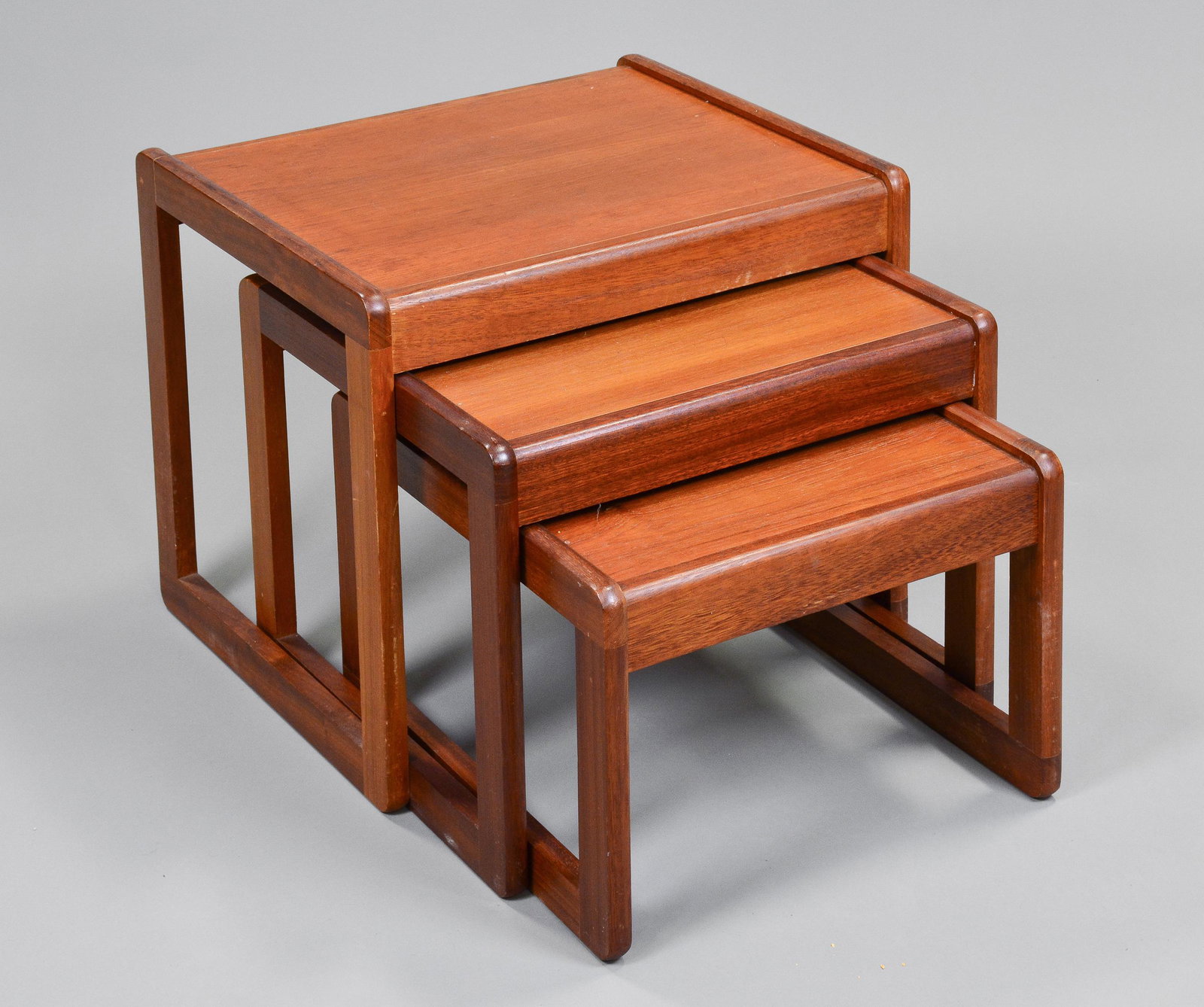 Mid Century Modern Teak Nest of Tables #2: Danish Modern Nest of Tables - 17 in tall x 20 x 17