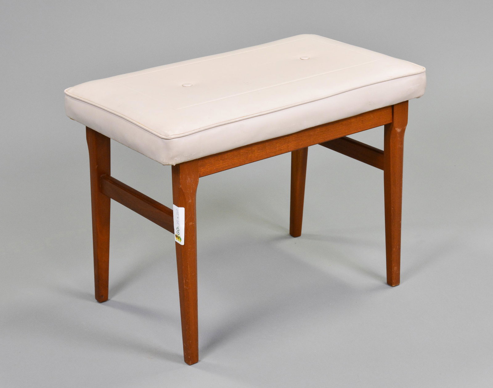 Mid Century Modern Stool - Cream Vinyl (1 of 3)