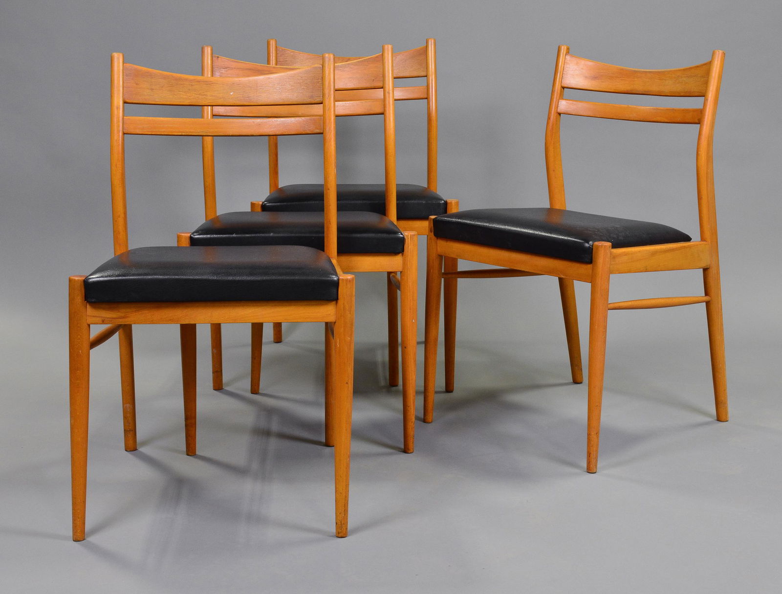 4 Mid Century Modern Dining Chairs - Black Upholstery (1 of 3)