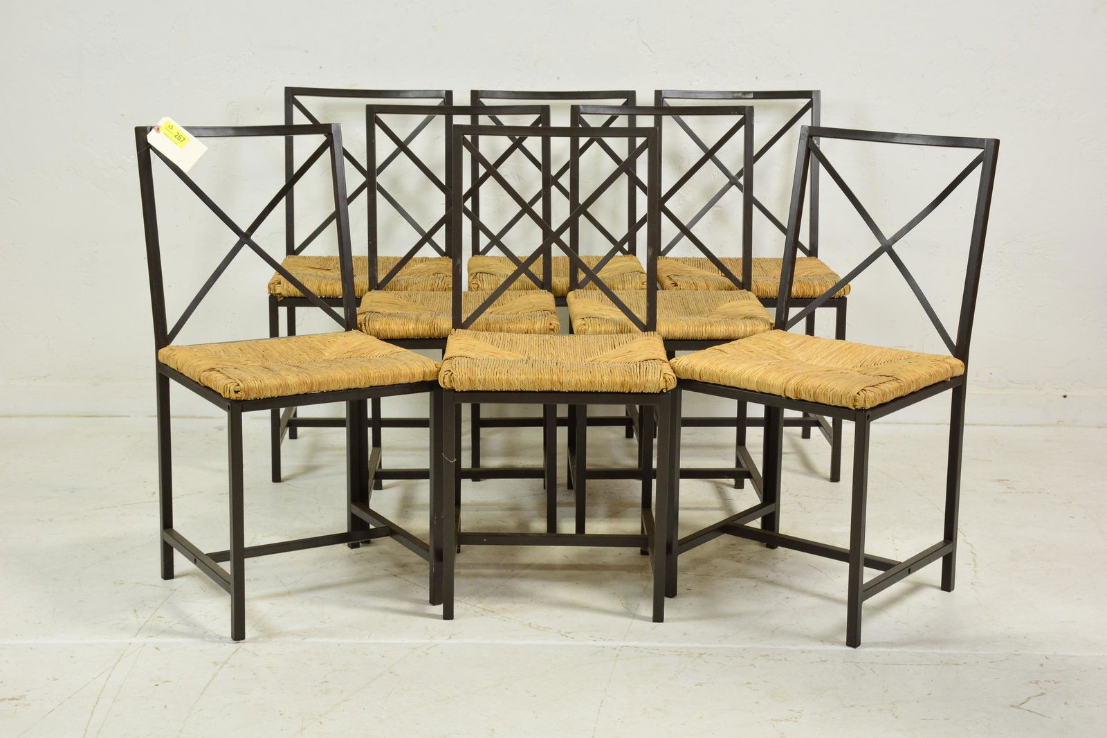 8 Metal Dining Chairs with Rush Seats (1 of 3)