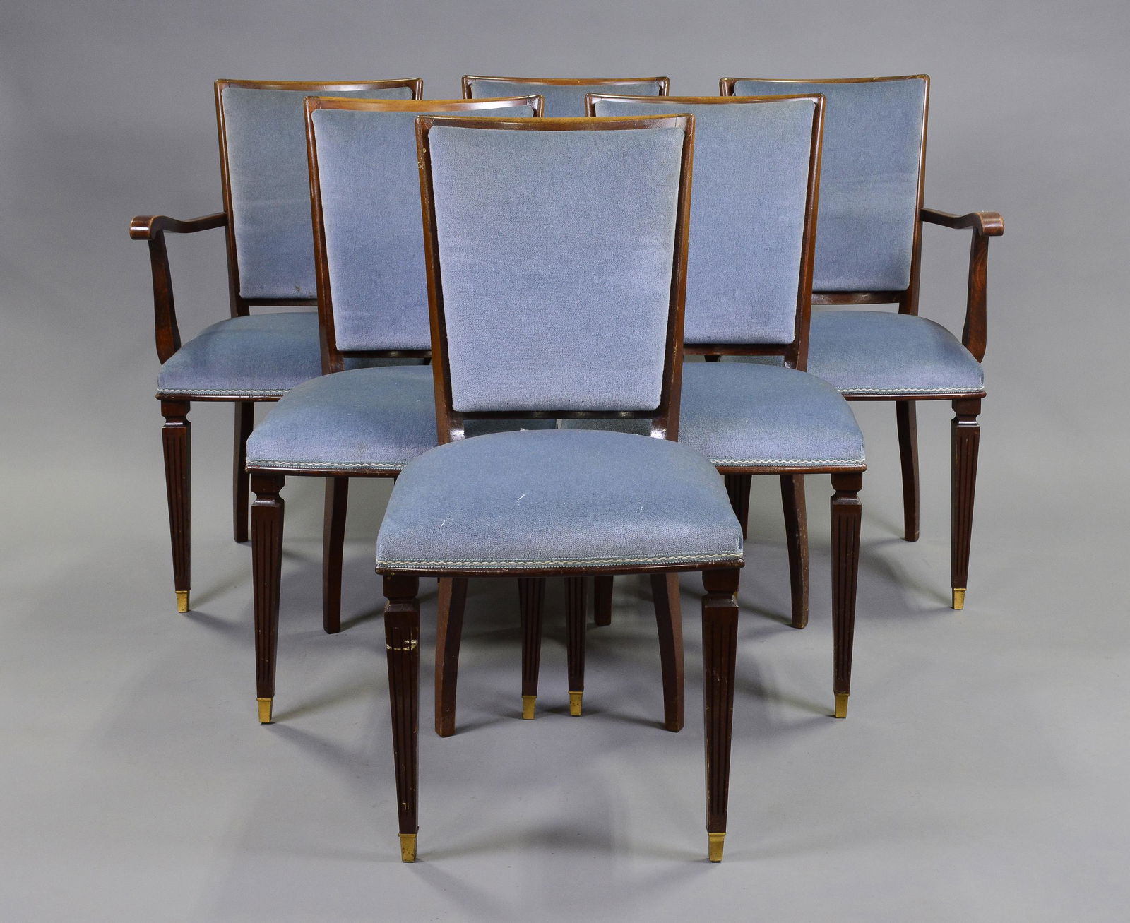 Set Of 6 Blue Upholstered Dining Chairs (1 of 4)