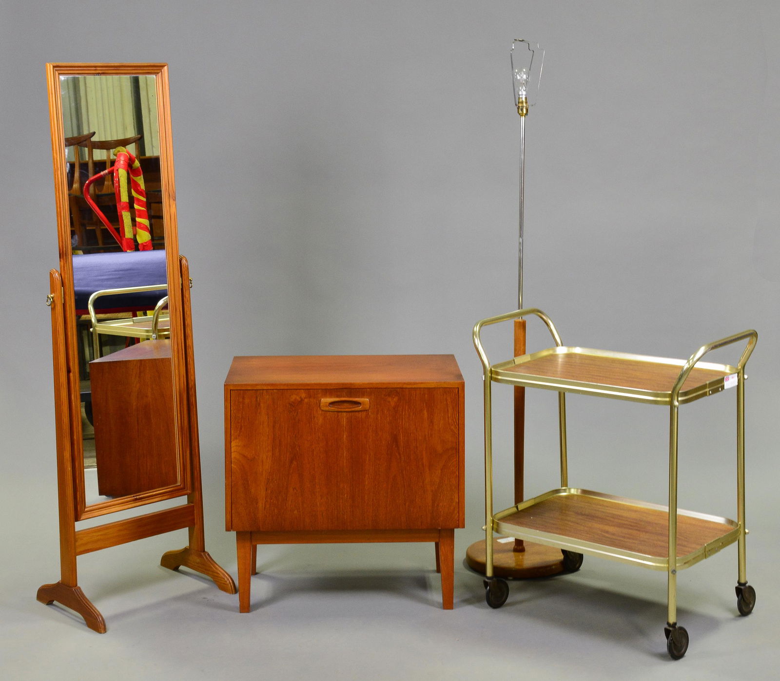 Mid Century Modern Cabinet, Trolly, Lamp & Mirror (1 of 5)
